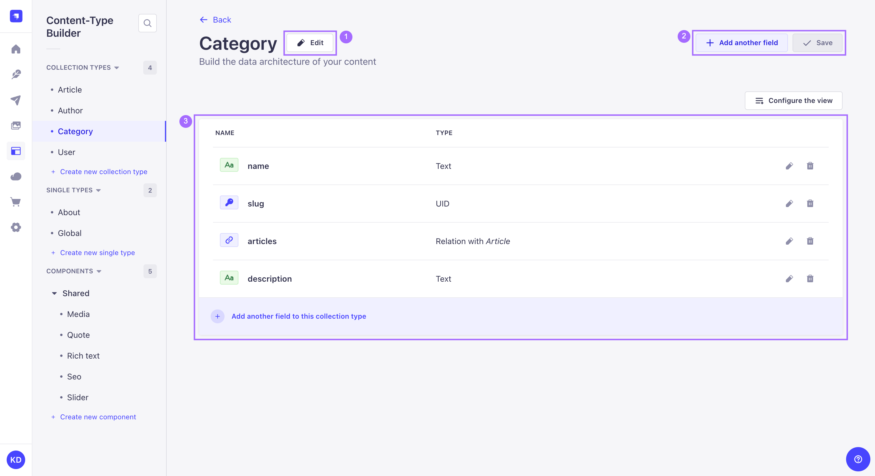 Content-type Builder's edition interface